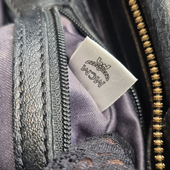 MCM Black Leather Handbag with Gold Accents - Picture 14 of 17